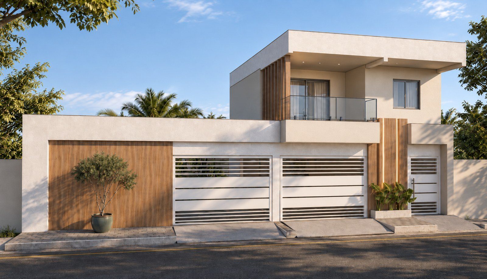 Render de fachada residencial contemporânea